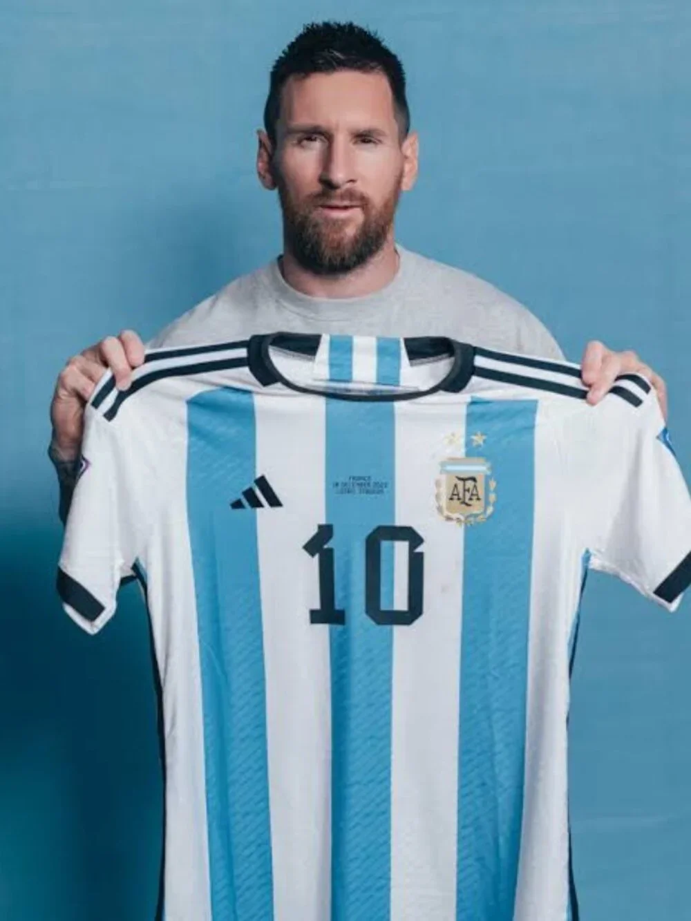 Authentic 2022 Messi Home Jersey World Cup Champs Argentina 2 Stars HF2158 XXL